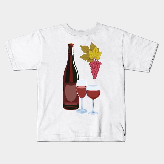 Red wine Kids T-Shirt by SWON Design